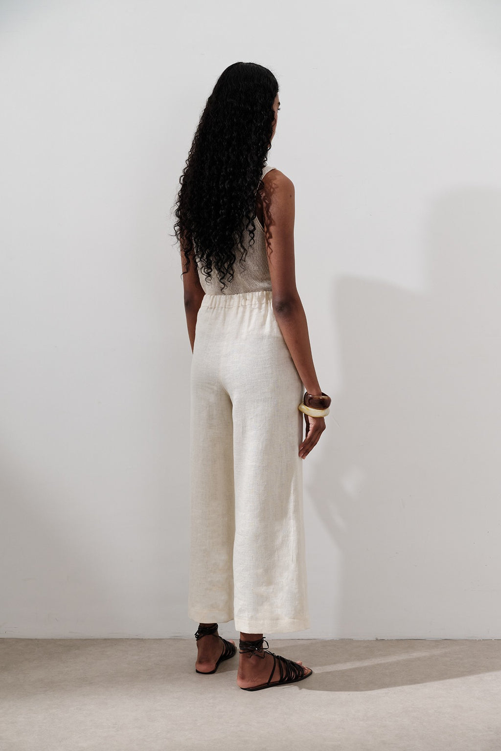 Linen wide-leg trousers