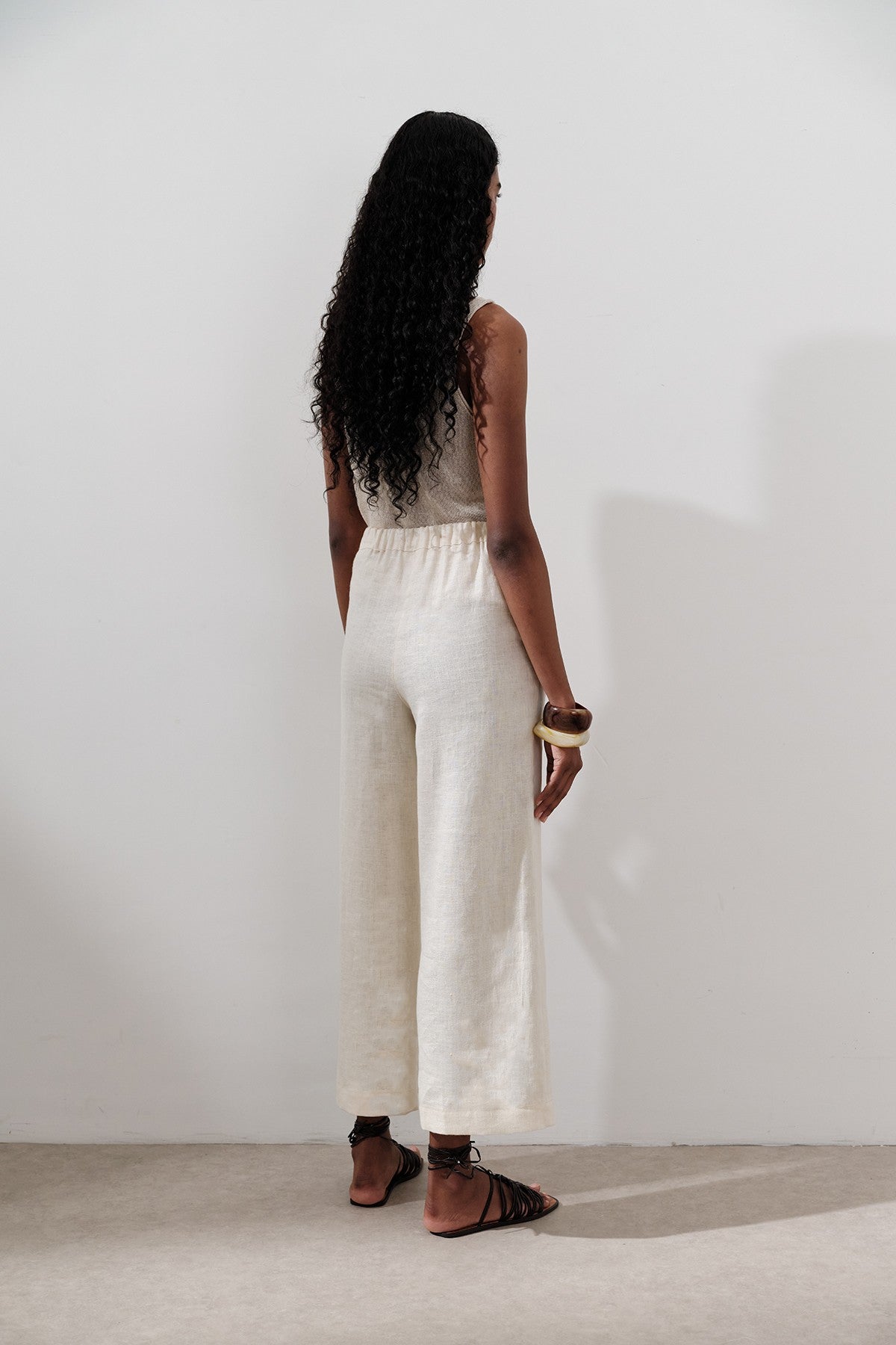 Linen wide-leg trousers