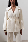Linen wide-collar jacket