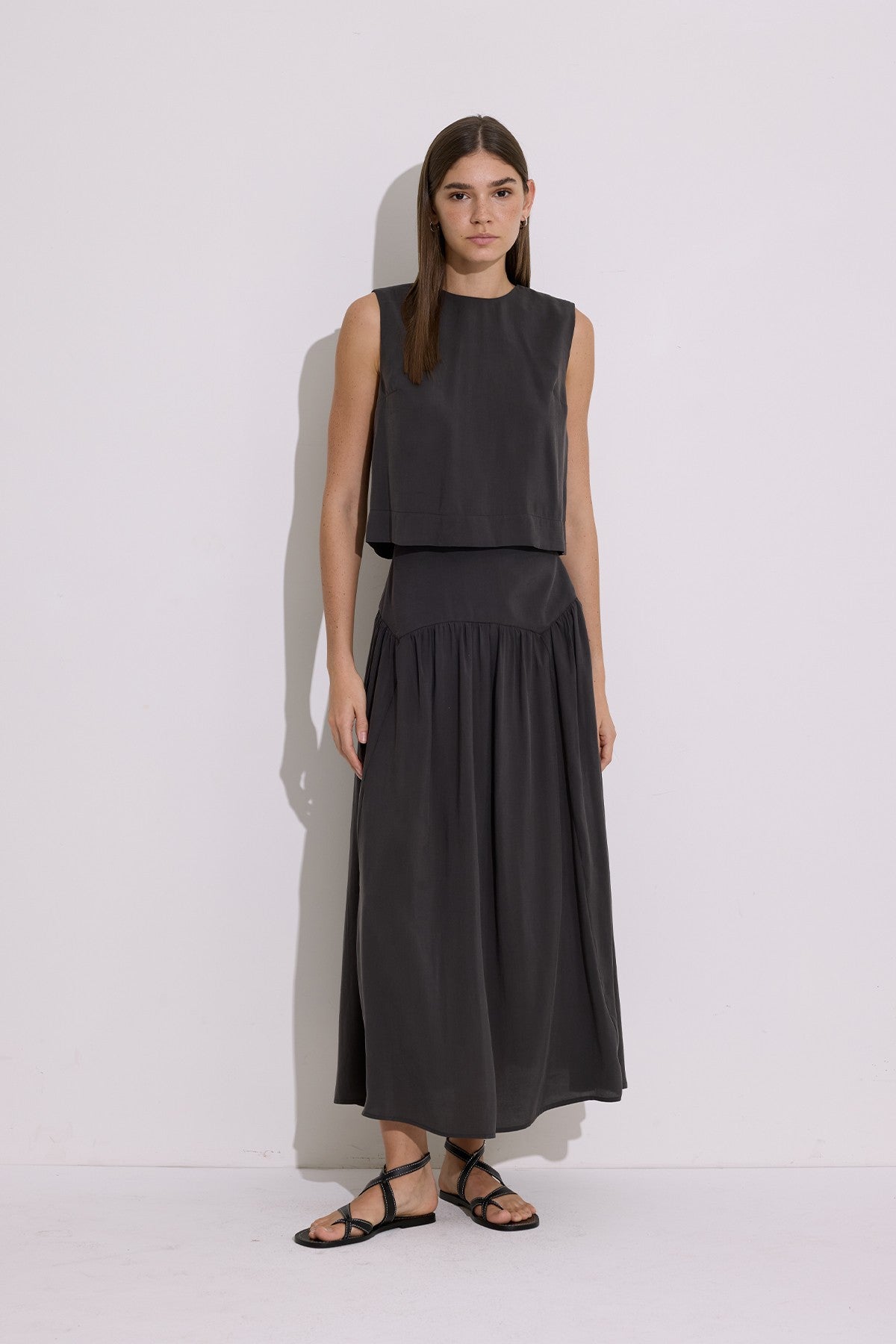 Modal Long Skirt - Anthracite