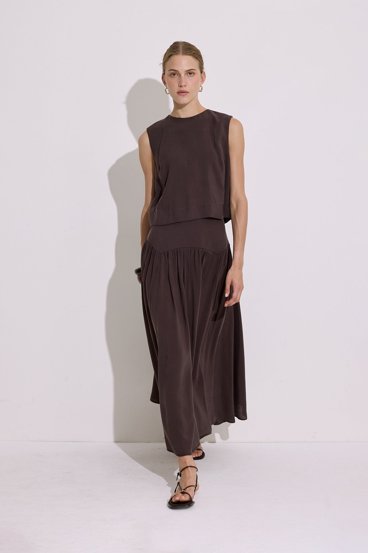 Modal Long Skirt - Dark Brown
