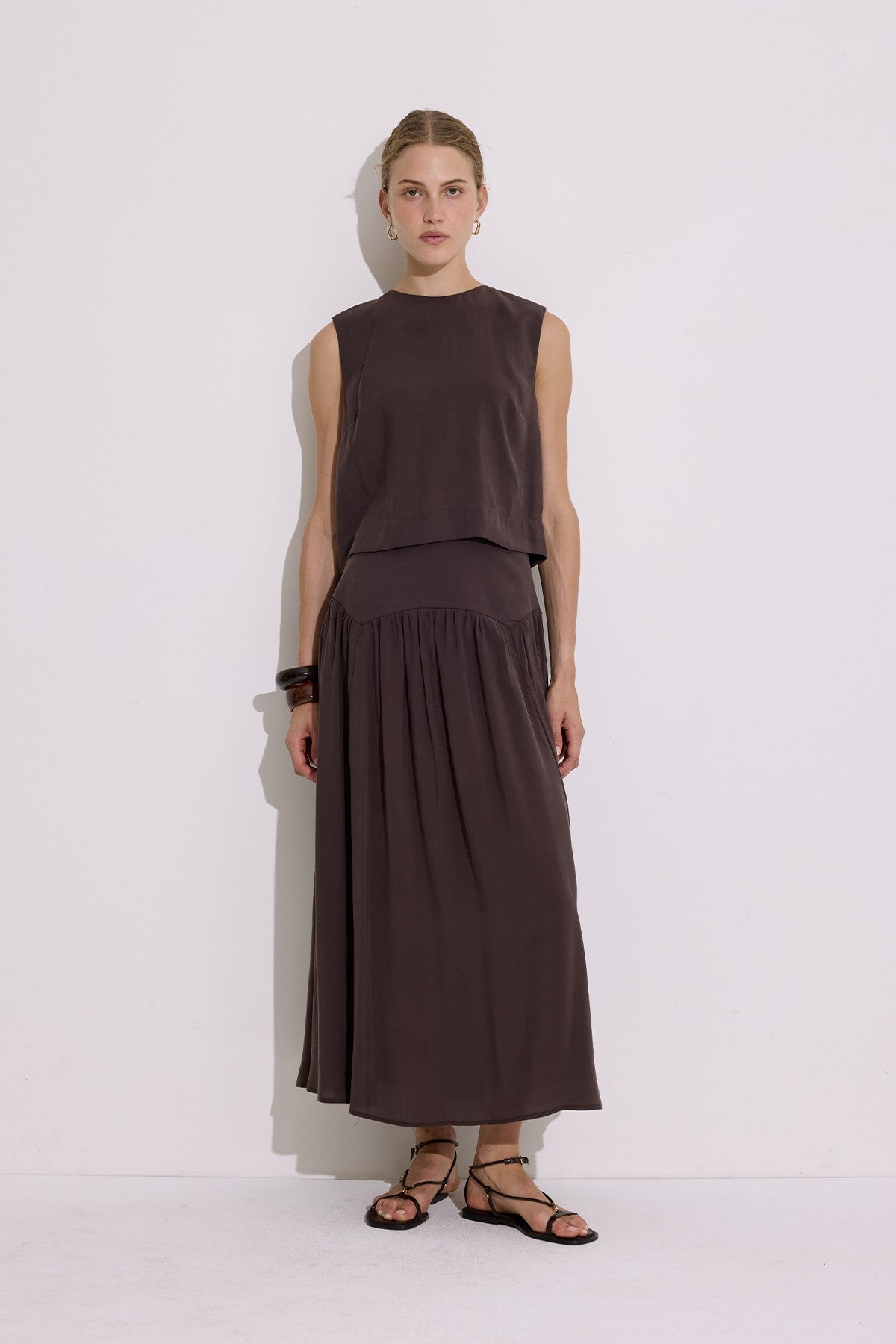 Modal Long Skirt - Dark Brown
