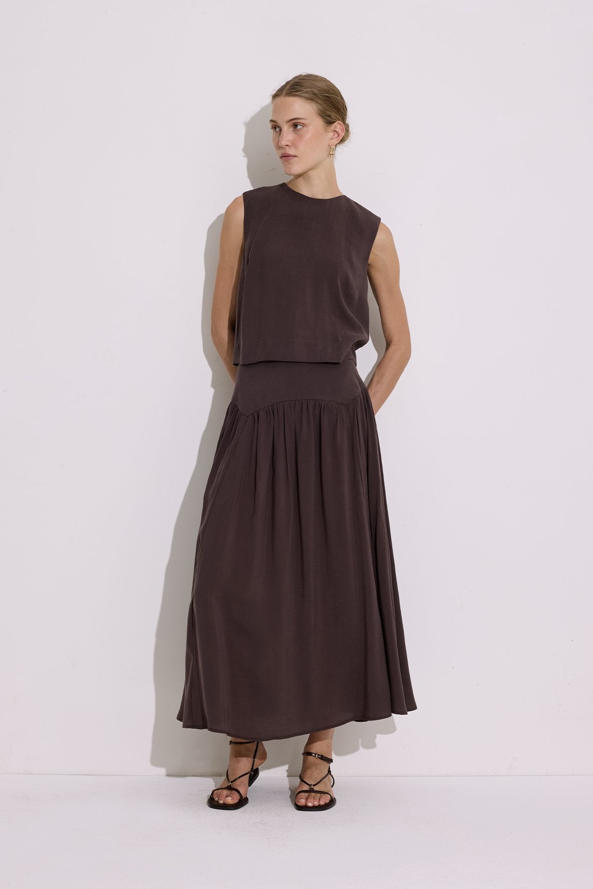 Modal Long Skirt - Dark Brown