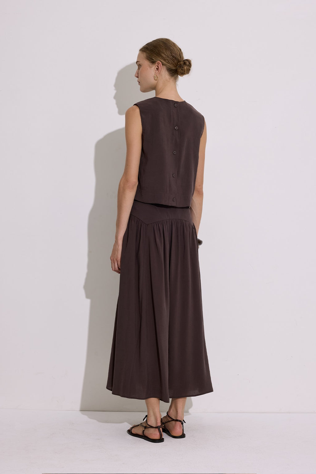 Modal Long Skirt - Dark Brown