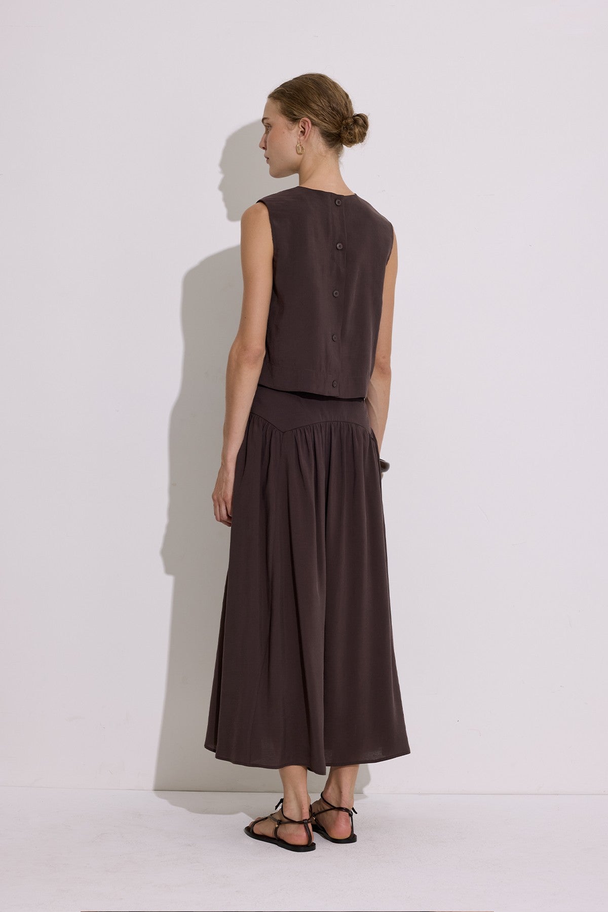 Modal Long Skirt - Dark Brown