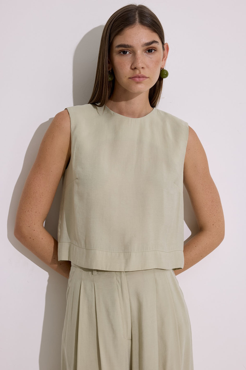 Modal Sleeveless Top - Soft Green