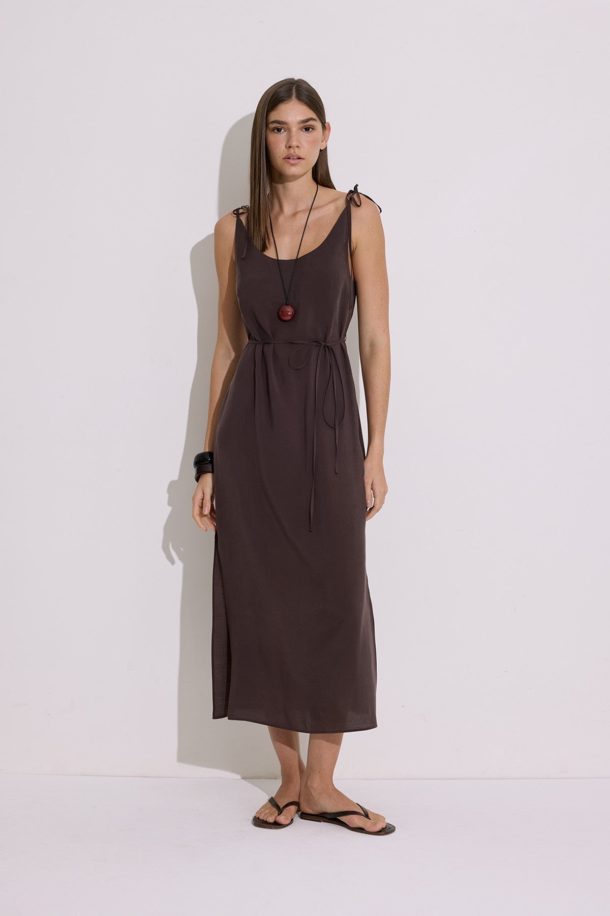 Modal Sleeveless Dress - Dark Brown