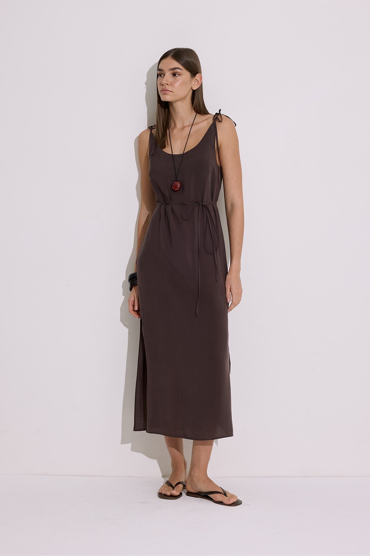 Modal Sleeveless Dress - Dark Brown