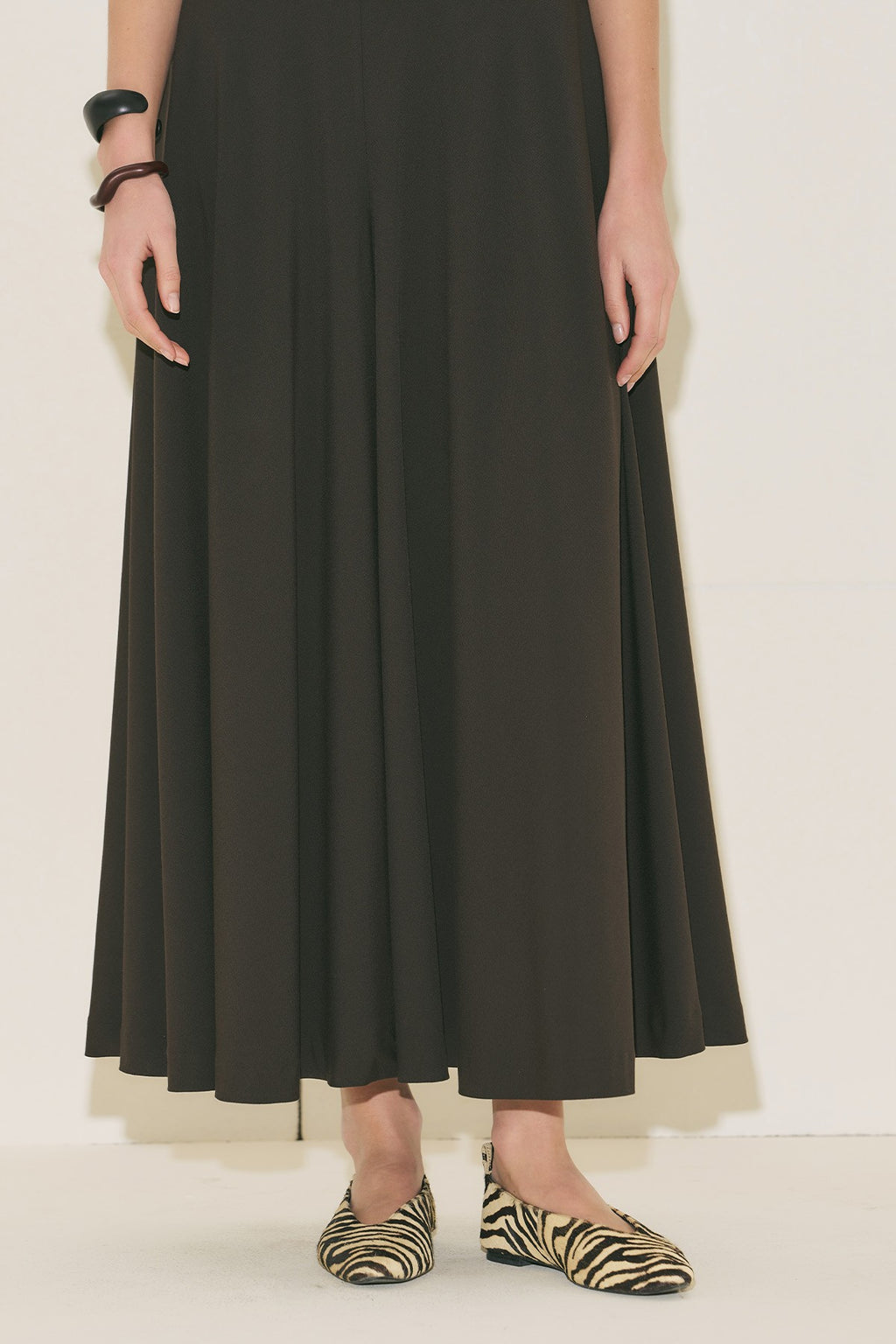 Wide Leg Skirt Trousers - Dark Brown